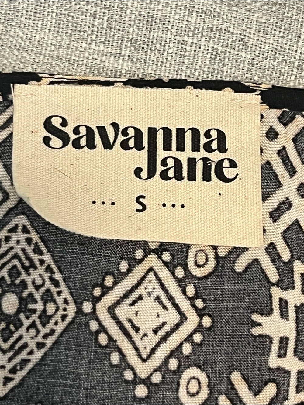 Savanna Jane Small Black Popover Geometric Peasant Blouse Top Colorful Casual - Picture 7 of 13